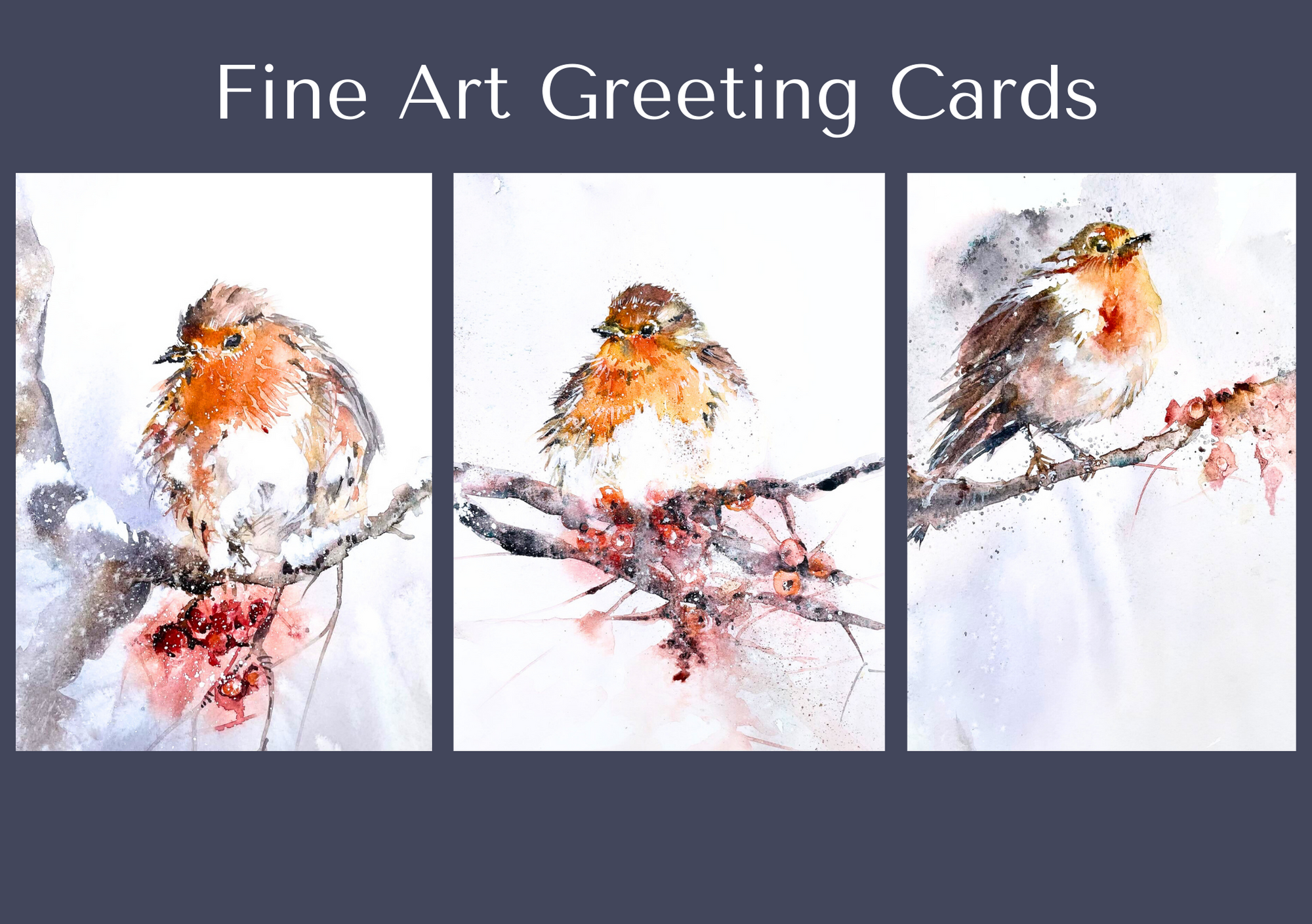 Robin Greeting Cards (Pack of 6 x Fine Art Designs)